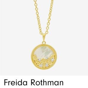 Freida Rothman Fleur Bloom Mother-of-Pearl Long Round Pendant Necklace NWOT